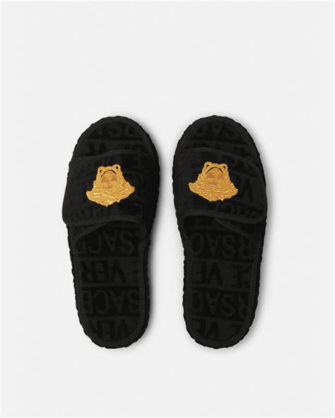 versace schuhlöffel|Versace black label slippers.